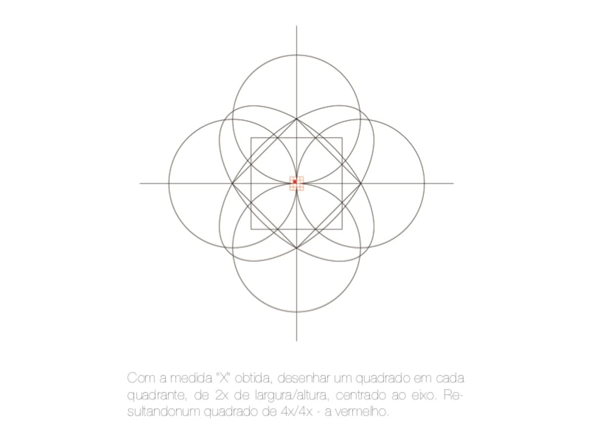 Construção geométrica do emblema — etapa 8