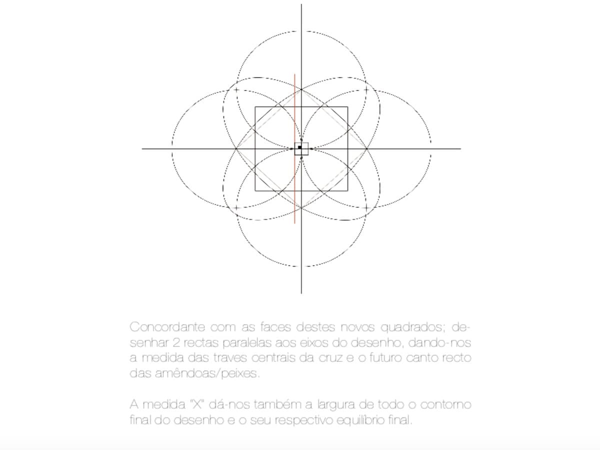 Construção geométrica do emblema — etapa 9